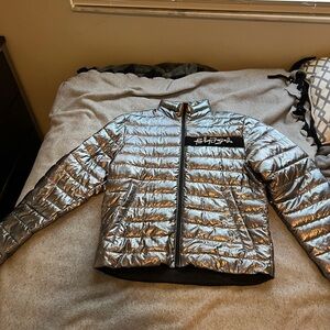 Palm Angels Metallic Silver Kids Puffer Jacket